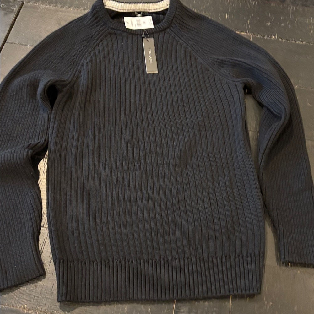 NWT Men’s Tahari Black Ribbed Knit Sweater Crewneck Medium